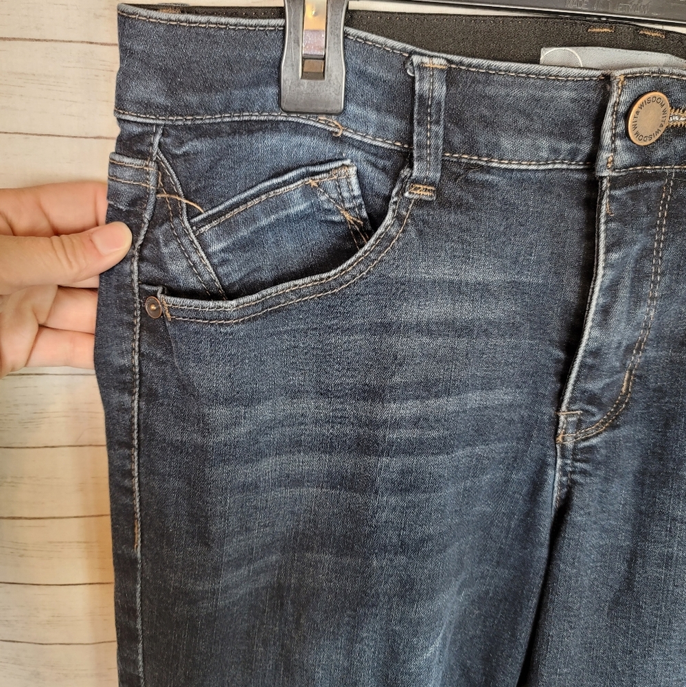 WIT & WISDOM DARK WASH RAW HEM JEANS, SZ 8 - Picture 5 of 10